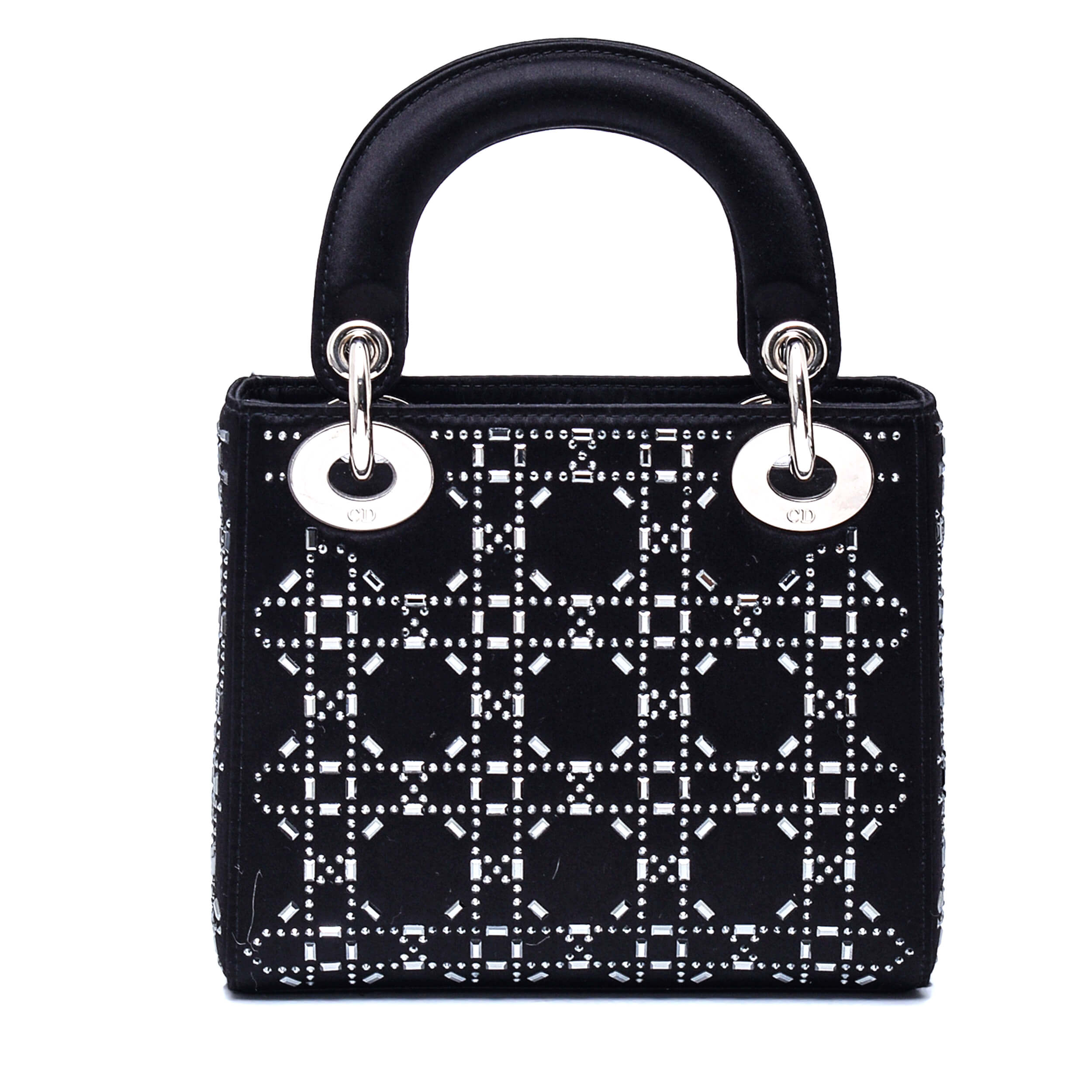 Christian Dior - Black Satin Strass Cannege Mini Lady Dior Bag